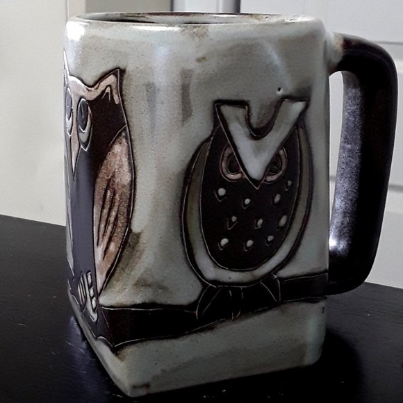 Large 12-oz. Mara Artist-Signed Stoneware Owl Mug - Picture 1 of 8